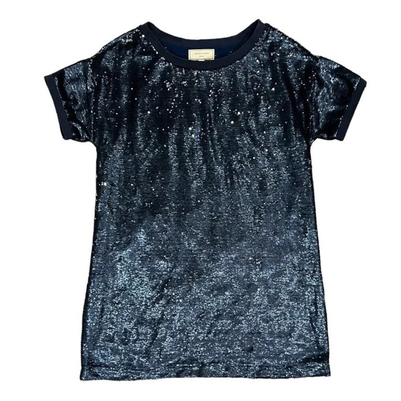 Moulinette Soeurs Navy Sequin Mini Shift Dress S - Picture 1 of 3